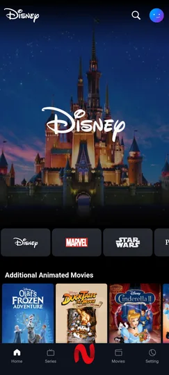 Disney section with Marvel and Star Wars subcategories